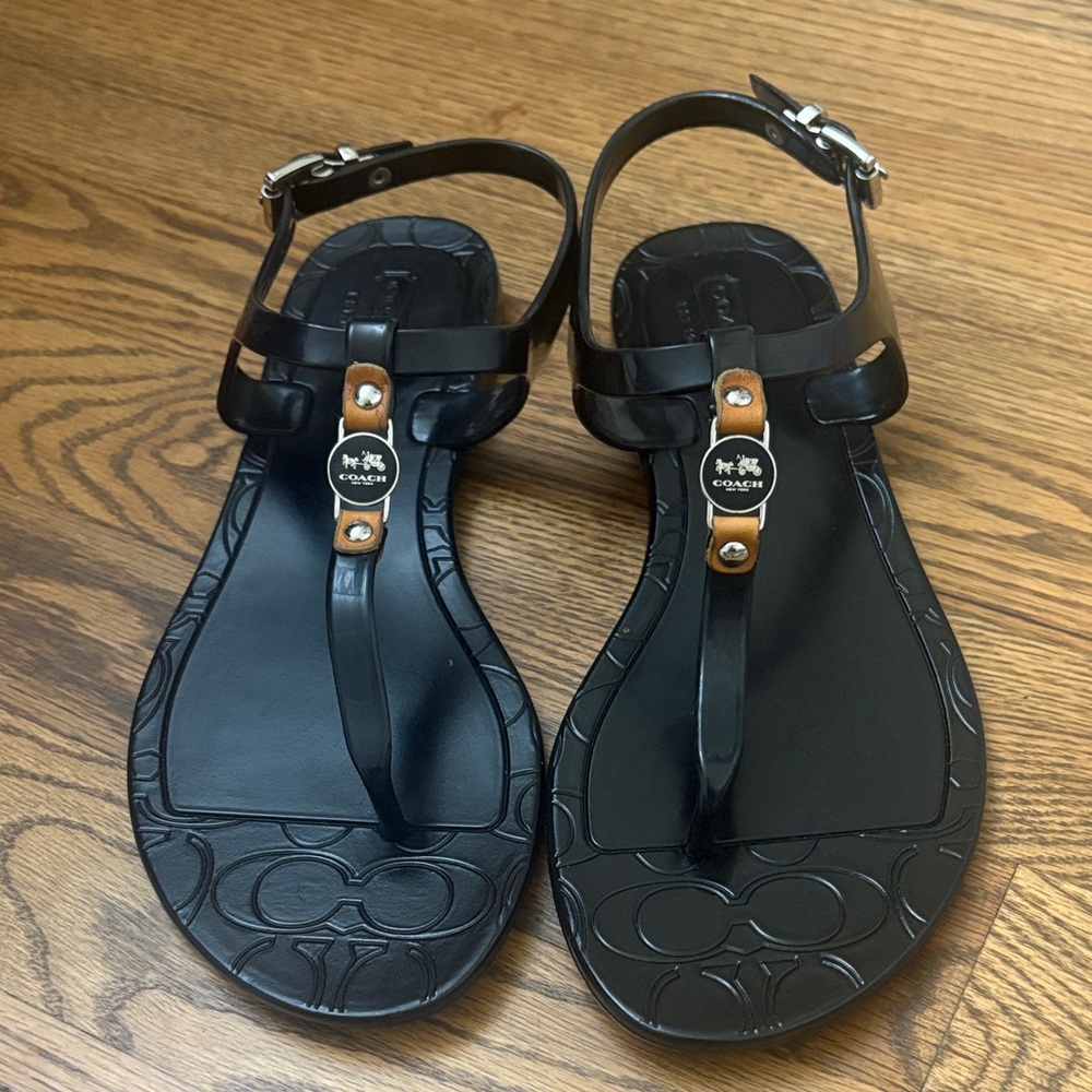 Coach Piccadilly Jelly Signature C-Logo T-Strap Sandals